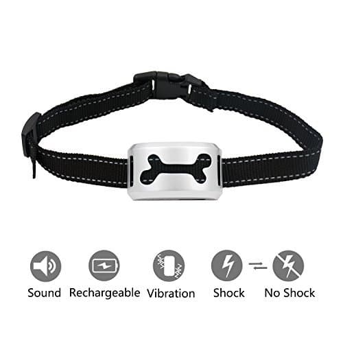 Dog No Bark Training Collar - No Bark Collar Rechargeable Sliver No Bark Collar 7 Levels Sensitivity Waterproof 1.18 in to 7.08 in No Bark Collar with One Piece for Small/Medium/Large Dog