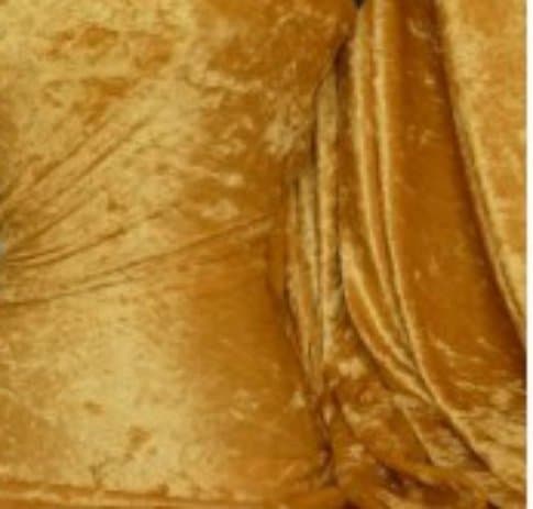 GOLDEN VELVET CRUSHED FABRIC - GOLDEN BROWN MUSTARD VELOUR STRETCHY MATERIAL - 150cm WIDTH - SOLD BY 1 METRE UNIT