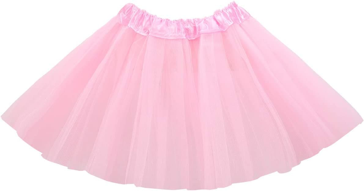 jaffiustTutu Skirt, Girls Tutu Kids Dress Layered Tulle Tutu for Girls 4 Layer Tulle Tutu Bow Girls Ballet Dress Up Kids Tutu Tulle Tutu Skirt Diaper Cover Tutu Skirts Toddler Tutu Skirt (Pink)