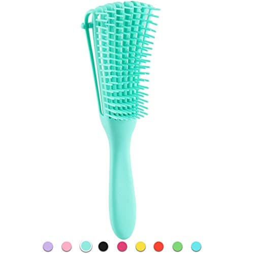 Detangling Brush for Curly Hair, Hair Detangler, Afro Textured 3a to 4c Kinky Wavy for Wet/Dry/Long Thick Curly Hair, Exfoliating Your Scalp for Beautiful and Shiny Curls (1 Pack/Light Green)