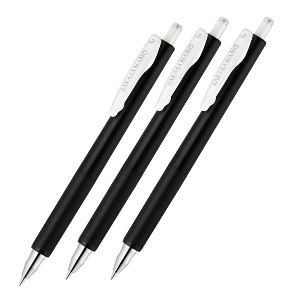 Zebra ゼブラ() JJH72-BK3-AZ Sarasa Nano Gel Ballpoint Pen, 0.3mm, Set of 3, Black