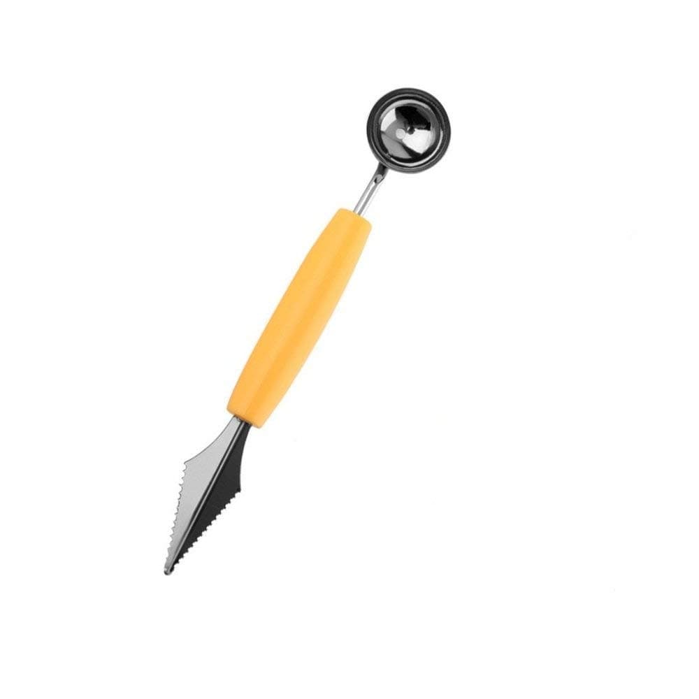 DIYA ENTERPRISE 2 in 1 Melon Baller, Stainless Steel Multifunctional Dig Scoop with Fruit Carving Knife (Multicolour), 22 x 4 x 4 cm