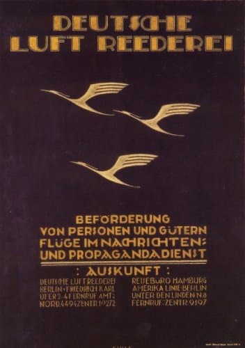 Deutsche Luft Reederei 1920s Airline Poster Travel Aviation Vintage