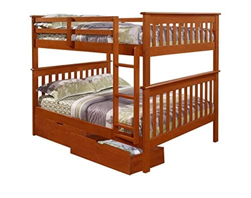 Donco Kids Mission Bunk Bed Light Espresso/Full/Full/W/Dual Under Bed Drawers
