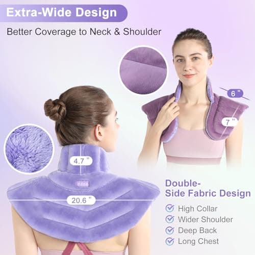 Microwave Heating Pad for Neck and Shoulders, Weighted Neck and Shoulder Wrap for Pain Relief and Spasm, Heated Neck Wrap with Herbal Aromatherapy, Moist Heat Neck Warmer Hot & Cold Compress