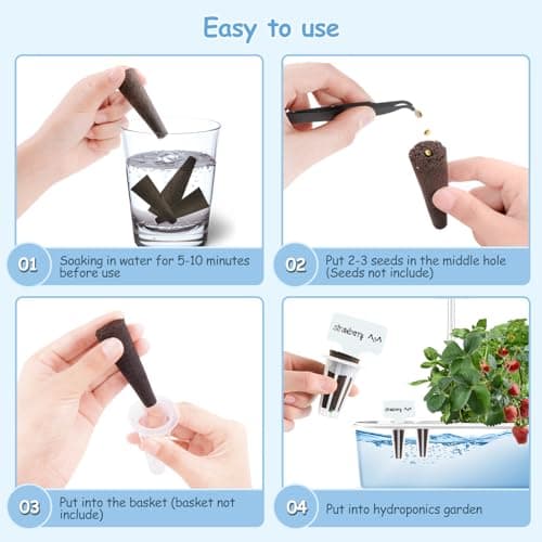 GoorDik 100 Pack Grow Sponges, Replacement Root Growth Sponges Seed Pods Compatible with AeroGarden, Seed Starter Sponges Kit with 10 Plant Labels and 1 Tweezers for Hydroponic Indoor Garden System