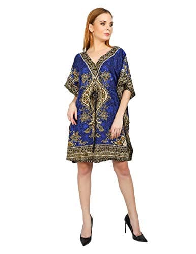Short Kaftan Beach Cover ups Dresses for Women Ladies Dashiki African Caftan Loungewear Free Size