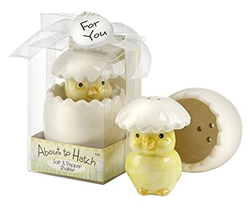 "About to Hatch" Ceramic Baby Chick Salt & Pepper Shakers - Baby Shower Gifts & Wedding Favors (Set of 24)