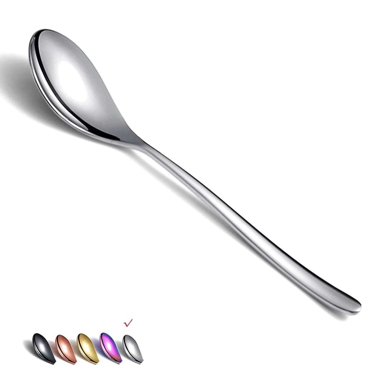 HOMQUEN Dinner Spoons 6 Piece, 8.1'' Stainless Steel Tablespoons, Soup Spoons, Dessert Spoons, Spoons Silverware for Home, Kitchen or Restauran,Dishwasher Safe (Silver)
