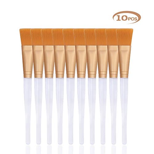 Diolan 10 Packs Facial Mask Brush - Premium Soft Face Mask Brush Makeup Brushes Set Cosmetics Applicator with White Plastic Handle For Women (Gold)