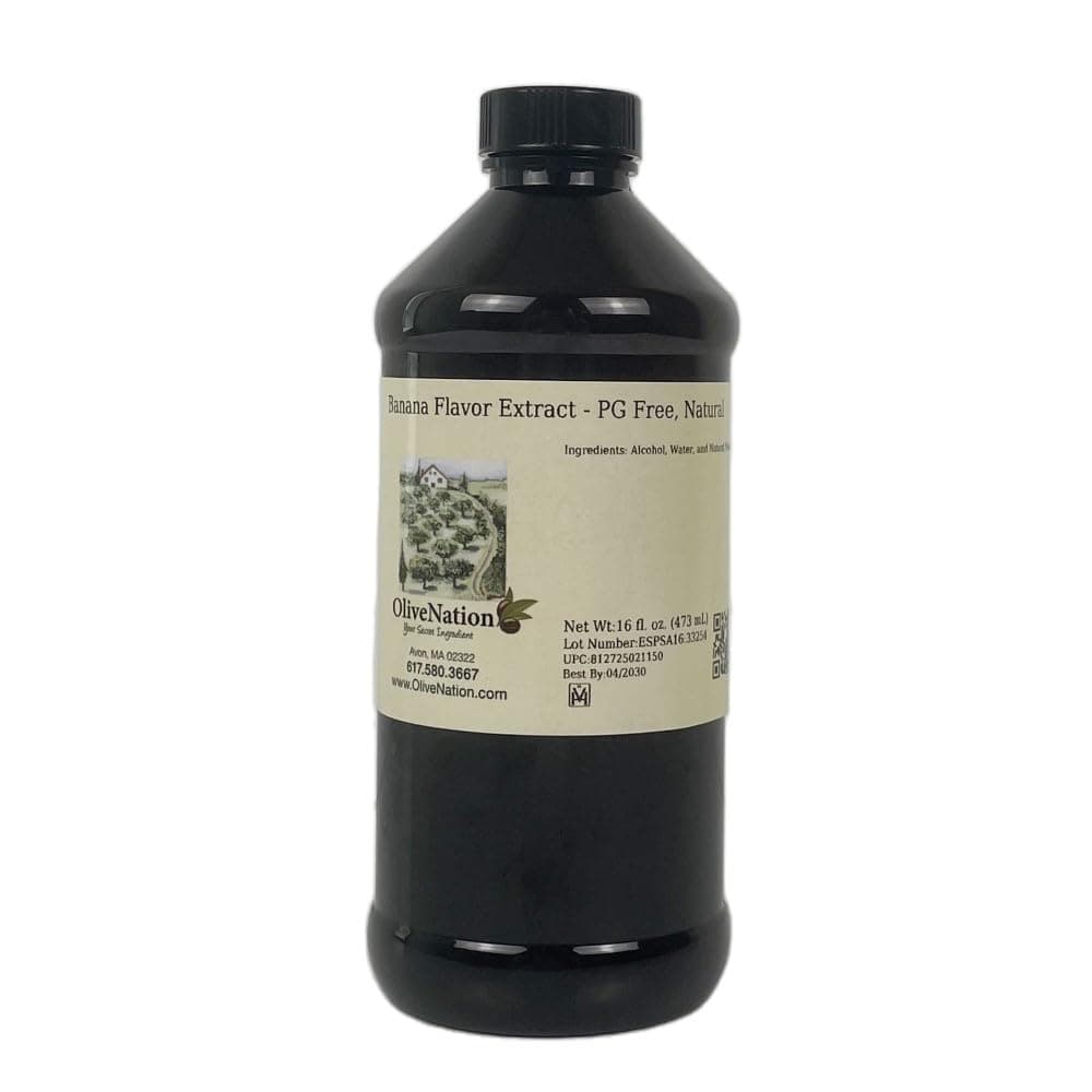OliveNation Banana Extract from Natural Flavors for Baked Goods, Beverages, Breads, Fillings, Sugar Free, Non-GMO, Gluten Free, Kosher, Vegan - 16 oz