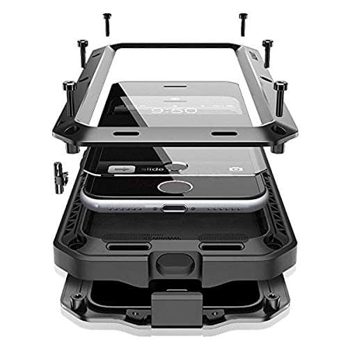 Marrkey for iPhone 8 Case,iPhone 7 Case, 360 Full Body Protective Cover Heavy Duty Shockproof Tough Armour Aluminum Metal Case with Silicone Built-in Screen Protector for iPhone 7/8/SE - Black