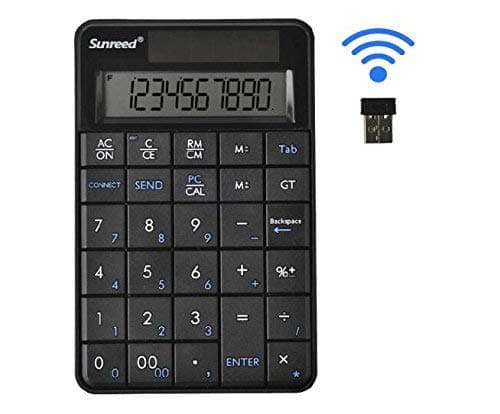 Sunreed,Mini 2.4G USB Wireless 2 In 1 29 Keys Numeric Keypad Keyboard & Calculator with LCD Display