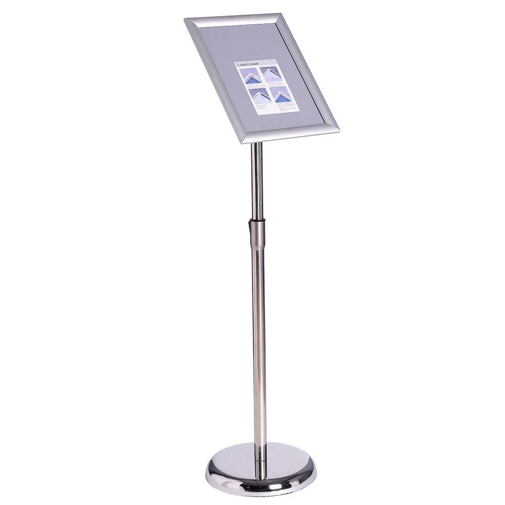VAIIGO Aluminum Poster Rack, Poster Stand, Display Board, Display Stands, Adjustable Pedestal Sign, Replaceable Advertising Stand, with Sturdy Metal Base (Silver, A3)