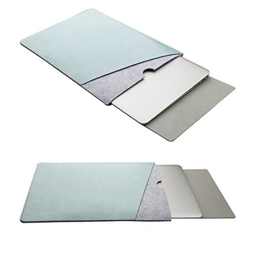 RUISIKIOU 15.6" Laptop Sleeve for MacBook Pro 15 2012-2015 (A1398)/ Pro 15 Retina 2016-2019 Touch Bar (A1990 A1707)/ MacBook Pro 16 (A2141), Leather Sleeve Case with Mouse Pad