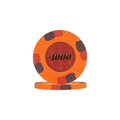 Paulson Brand Top Hat & Cane Full Clay 1000-Dollar Poker Chips (Set of 50)
