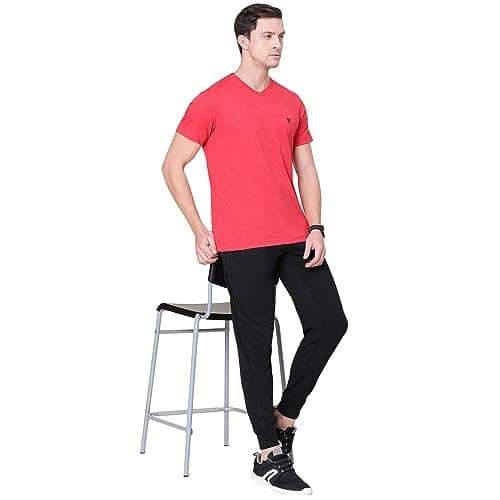 Van Heusen Athleisure Men T-Shirt - Cotton Rich - Smart Tech, Easy Stain Release, Anti Stat, Ultra Soft, Quick Dry_60001_Brick Rust_L
