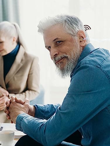 Nano Rechargeable Touch Hearing Aids for Seniors and Adults Severe Hearing Loss with Noise Cancelling,Easy Volume Control,Blue & Red Pair With Portable Charging Case,Suitable Gift for Elders