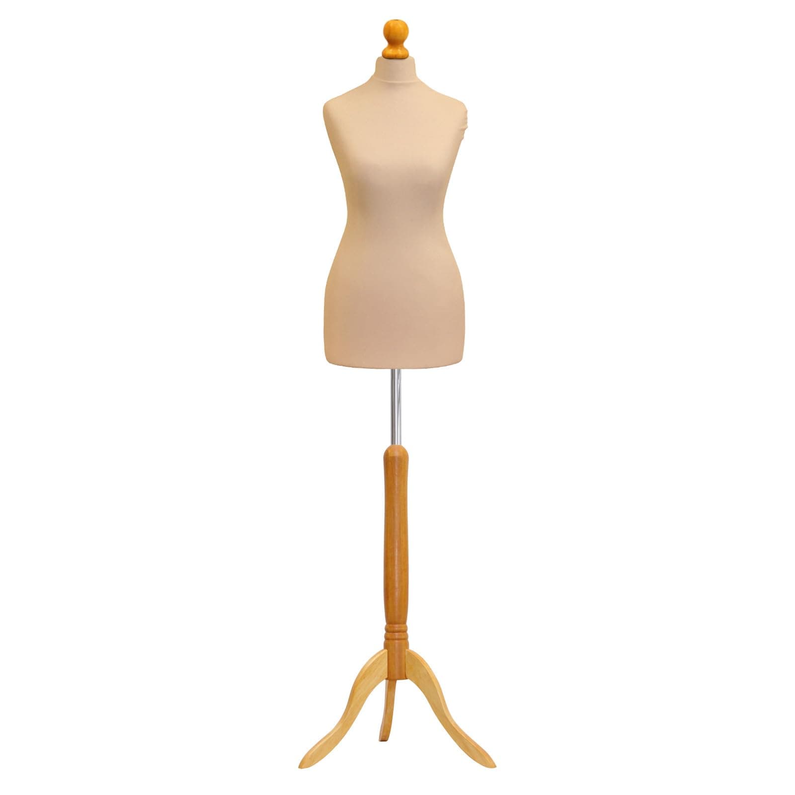 Female Tailors Dummy Size 6/8 Dressmakers Fashion Mannequin Students Cream With Lightwood Stand