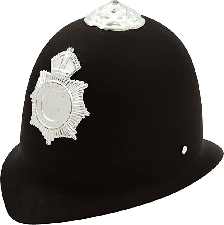 MVS Wholesale Adults, Childrens, Kids, Police, Policemans Black Helmet With Chrome Badge, Hard Hat, Unisex, Fancy Dress Outfit, Accessory.