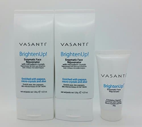Set 2 Vasanti BrightenUp! Enzymatic Face Rejuvenator, Exfoliator Facial Scrub 4.23 OZ/120g+ GIFT Travel Size