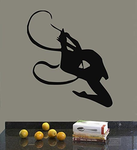 Wall Decor Vinyl Decal Sticker Kids Girl Gymnast with Ribbon Dance Sport Gym Kj293
