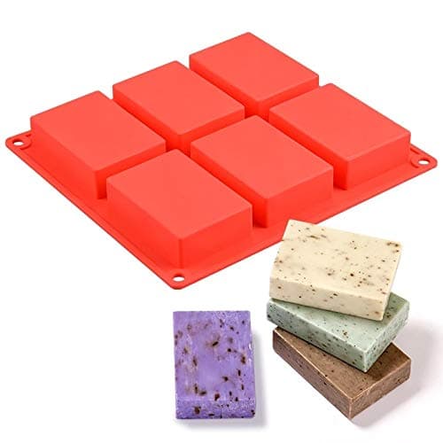 Zollyss 6 Cavity Rectangle Shape Sharp Edges Soap Making Silicone Mould, Multicolor, 22.5 x 20.5 x 2.5 Centimeters