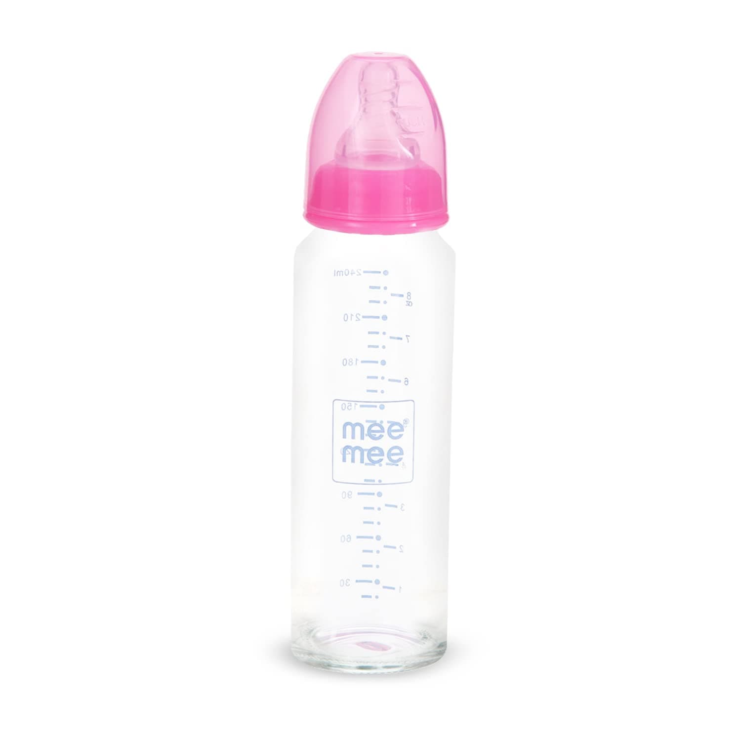 Premium Glass Feeding Bottle, 250 Ml, Pink