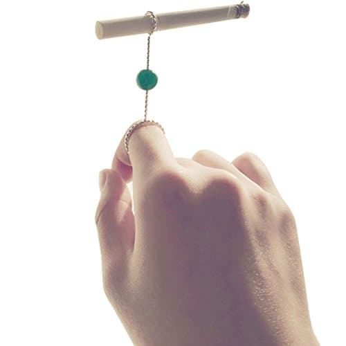 Creation Core Lady Retro Smoking Ring Holder Small Hand Shelf Cigarette Holder Pipe(Green Bead,S)