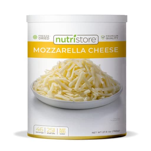 Nutristore Freeze Dried Mozzarella Cheese Shredded 20 Large Servings | Premium Quality | Amazing Taste | Perfect for Camping | Survival Food