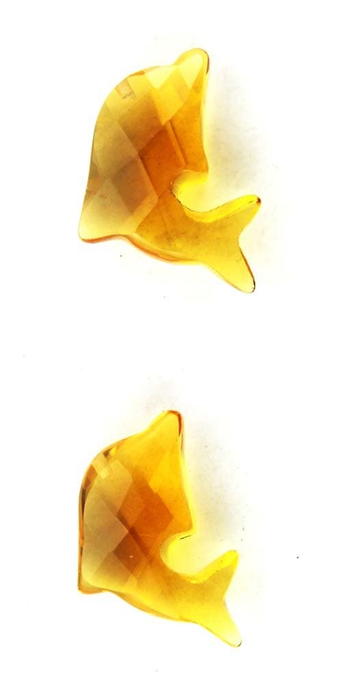 Amber Rhinestone Dolphin Shaped Beads Polished Rhinestone SemiFinished Bead Strand (2 Piece)