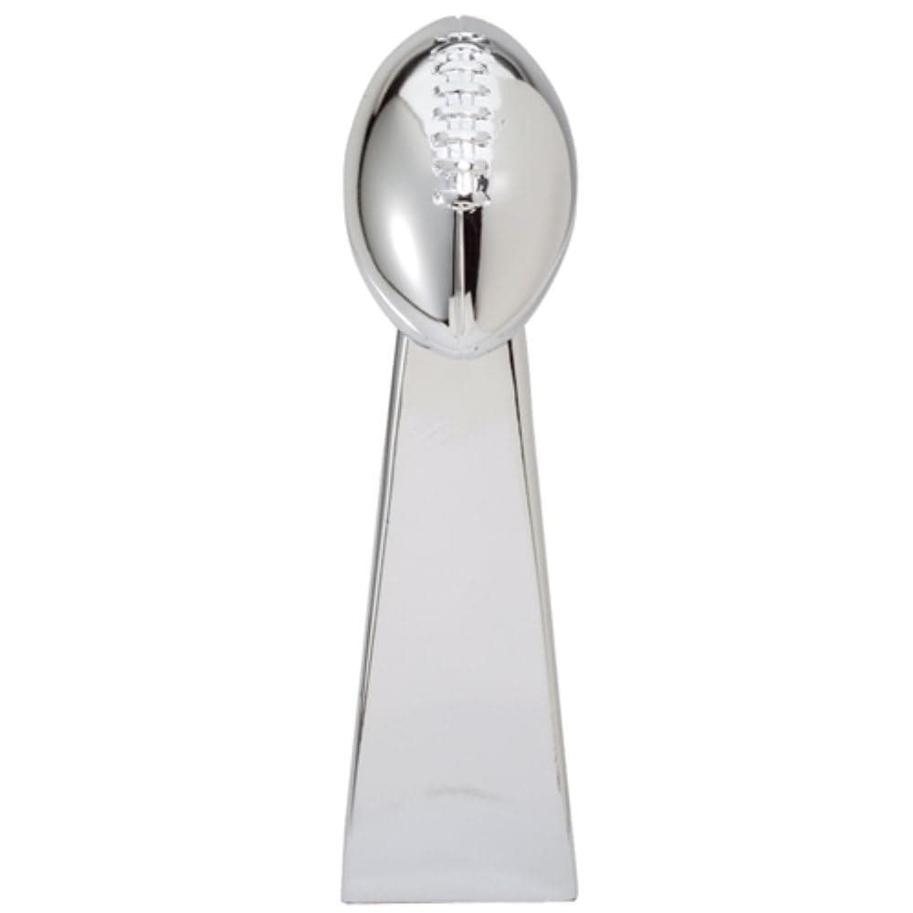 Chrome Football Tower Fantasy Football Replica Trophy in 12", 15" or 18" Size with 4 Lines of Custom Text