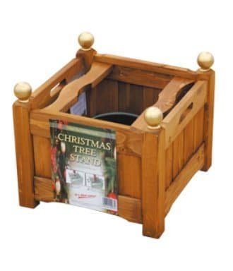 AFK 15 inch Wooden Christmas Tree Holder Stand - Teak Colour