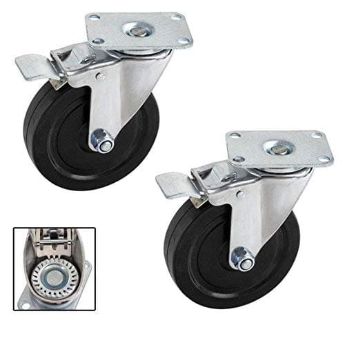 Pair Heavy-Duty 5 in. Swivel Casters with Double-Lock Brake - 600 LB for the Set of Two