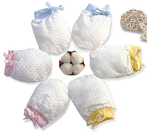 Adjustable Drawstring Baby Mittens for Protection Baby from Scratch and Hurting Himself (0-6 Months), Ice Silk Cotton Infant Gloves