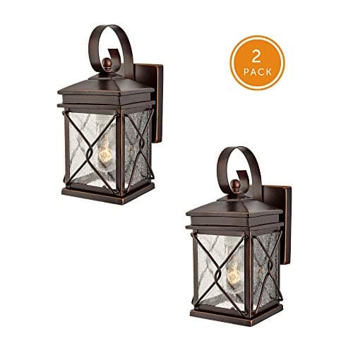 NOMA 2-Pack Outdoor Wall Lantern | Waterproof Outdoor Down-Facing Exterior Lights for Front Door, Backyard, Garage, Patio or Décor | Bronze Finish with Clear Seeded Glass Panels, 2-Pack
