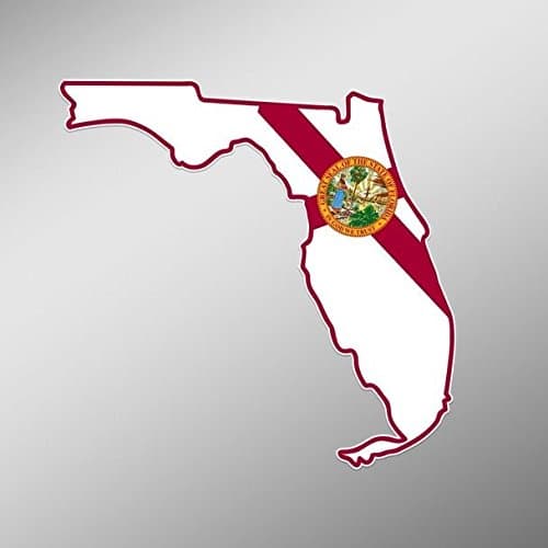 Florida State Shape W/Flag Inlay FL Sunshine State Vinyl Decal Sticker 5.5-Inches by 1.75-Inches Premium Quality UV Resistant Laminate JMM034