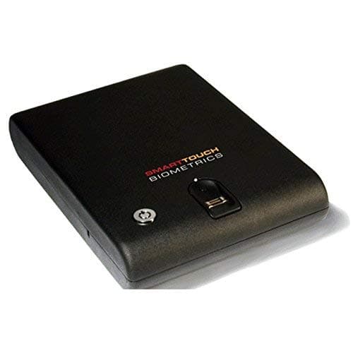 Biometric Fingerprint Safe Box Portable Gun Security Case Pistol Lock Keys Strap