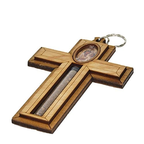 Wall Wood Cross from Bethlechem with a Certificate Handmade with Holy Soil By Dilord 6 Inches
