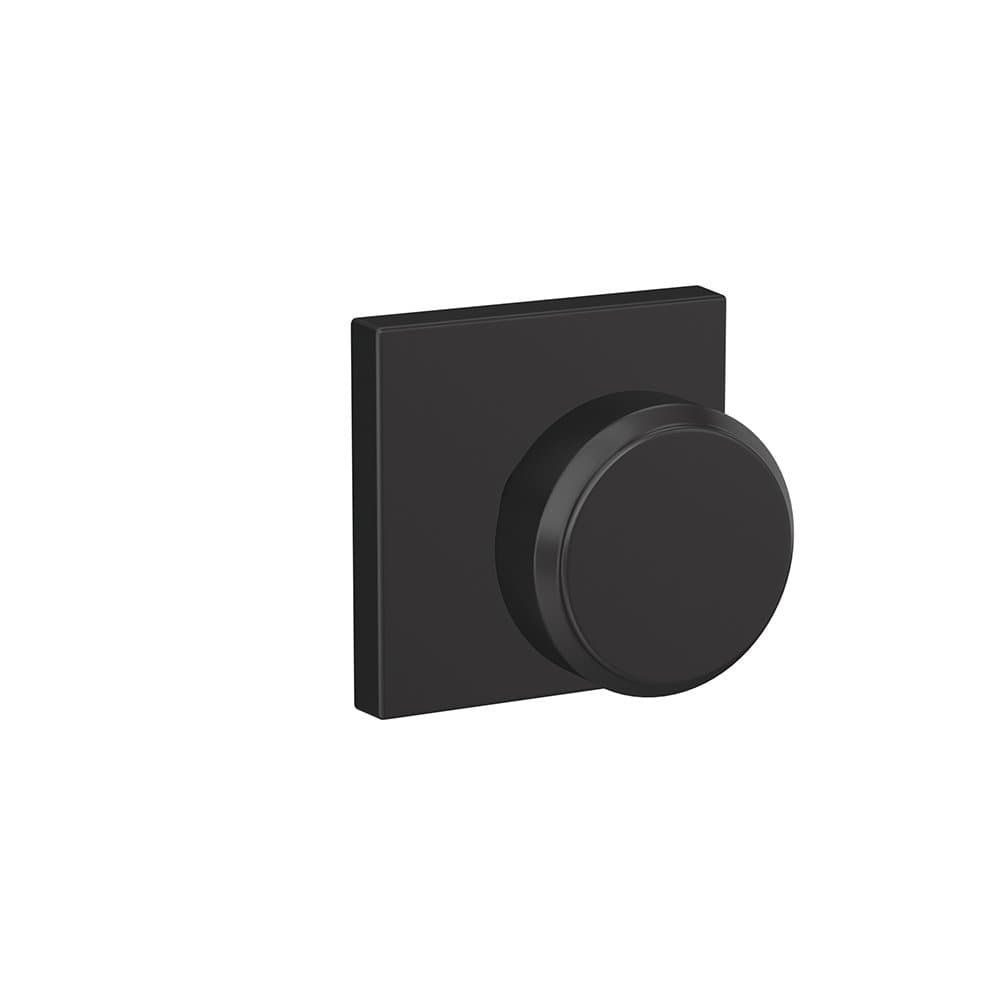 Schlage Custom FC21 BWE 622 COL Bowery Knob with Collins Trim Hall-Closet and Bed-Bath Lock, Matte Black