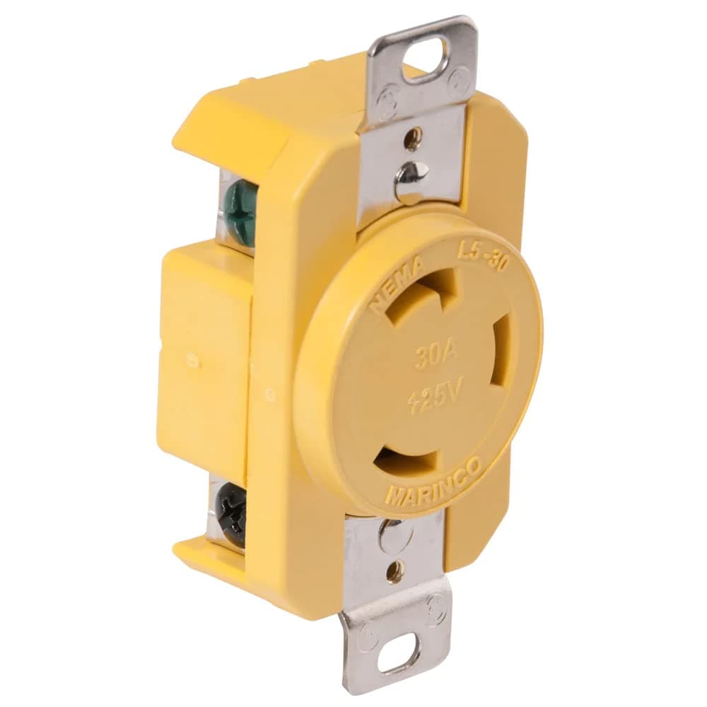 Marinco305CRR Marine Electrical Receptacle (30-Amp, 125-Volt, Female, Yellow)