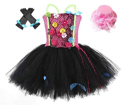 Birthday Party Rock Star Costumes for Girls Halloween Role Play Tutu Dress Outfit for Kids with Headband and Gloves