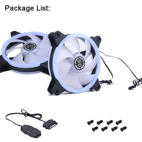 DS Computer Case Cooling Fan for PC Cases, 120MM LED RGB Fan Compatible with ASUS Aura Sync or MSI Mystic Controlfor for Water Cooler System or Radiators (2Pack RGB Fans, A Series)
