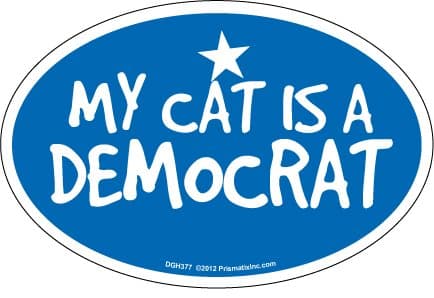 Prismatix Decal Cat and Dog Magnets, My Cat is Democrat