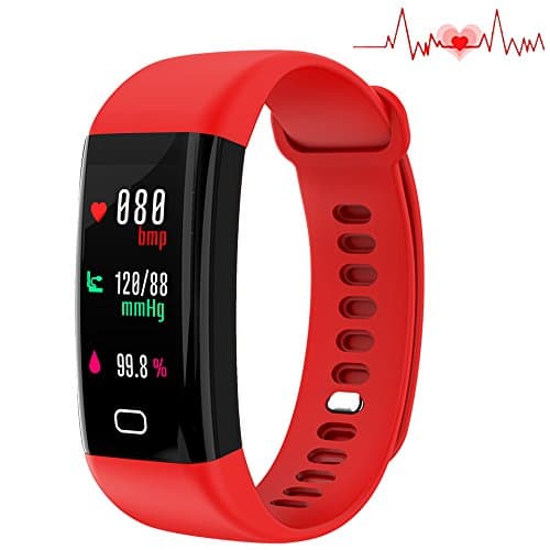 Huangchao Inc Fitness Tracker, Smart Watch 4 Sports Mode, Heart Rate Monitor IP67 Waterproof Activity Tracker, Sleep & Blood Pressure Monitor, Calorie/Step Counter Smart Wristband for iOS Androi