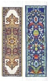 Oriental Carpet Bookmarks - Authentic Woven Fabric - Beige & Blue Collection - 2 Bookmark Designs- Beautiful, Elegant, High Quality,Cloth Bookmarks! Best Gifts & Stocking Stuffers for Men & Women