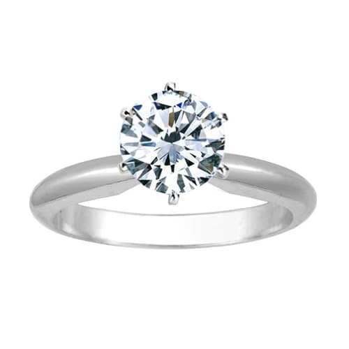 Houston Diamond District1/2 Carat Round Cut Diamond Solitaire Engagement Ring 14K White Gold 6 Prong (J, I2, 0.45 c.t.w) Very Good Cut