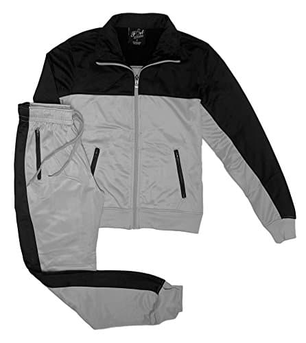 Women Two Tone Activewear Sports Jogger Track Set Gym Outfit (Black/Grey, XS)