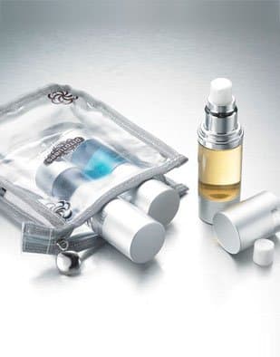 Airless Pump Bottle - 3pc set of 0.5 oz Refillable Cosmetic Containers with Clear TSA approved travel bag - Lightweight, Leakproof & Shockproof