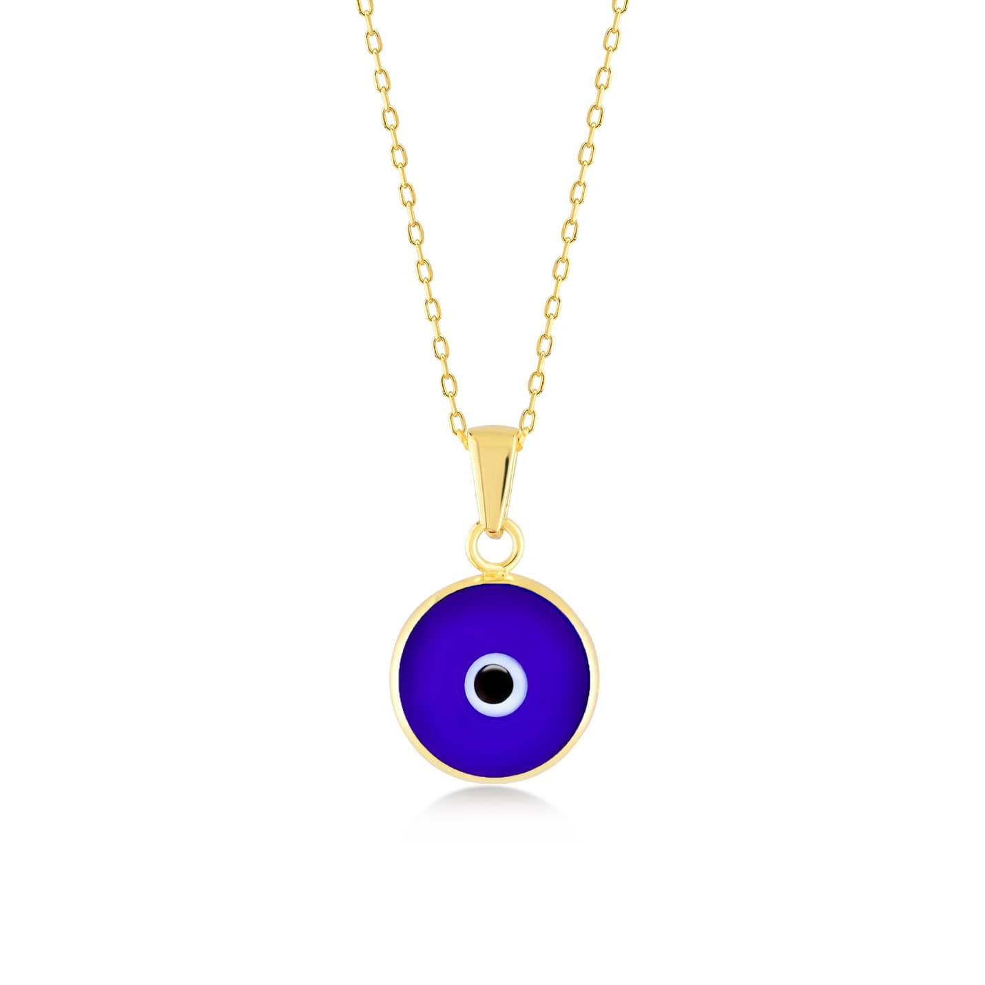 Evil Eye Charm Pendant Necklace in 14K Solid Gold
